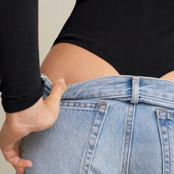 NEW Everlane Black V-Neck Long Sleeve Thong One-Piece Bodysuit Top - Picture 4 of 12